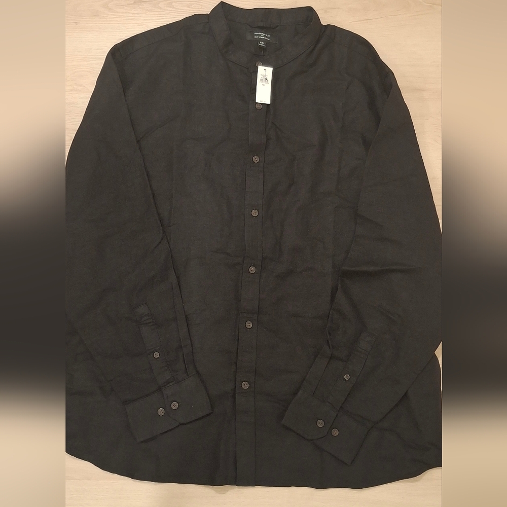 Men's Banana Republic Black Slim Linen-Blend Button Shirt XXL NWT